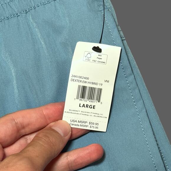 Billabong Dexter EW Hybrid 19 Blue Shorts Size L NWT 24A1002400-VNI - Picture 4 of 7